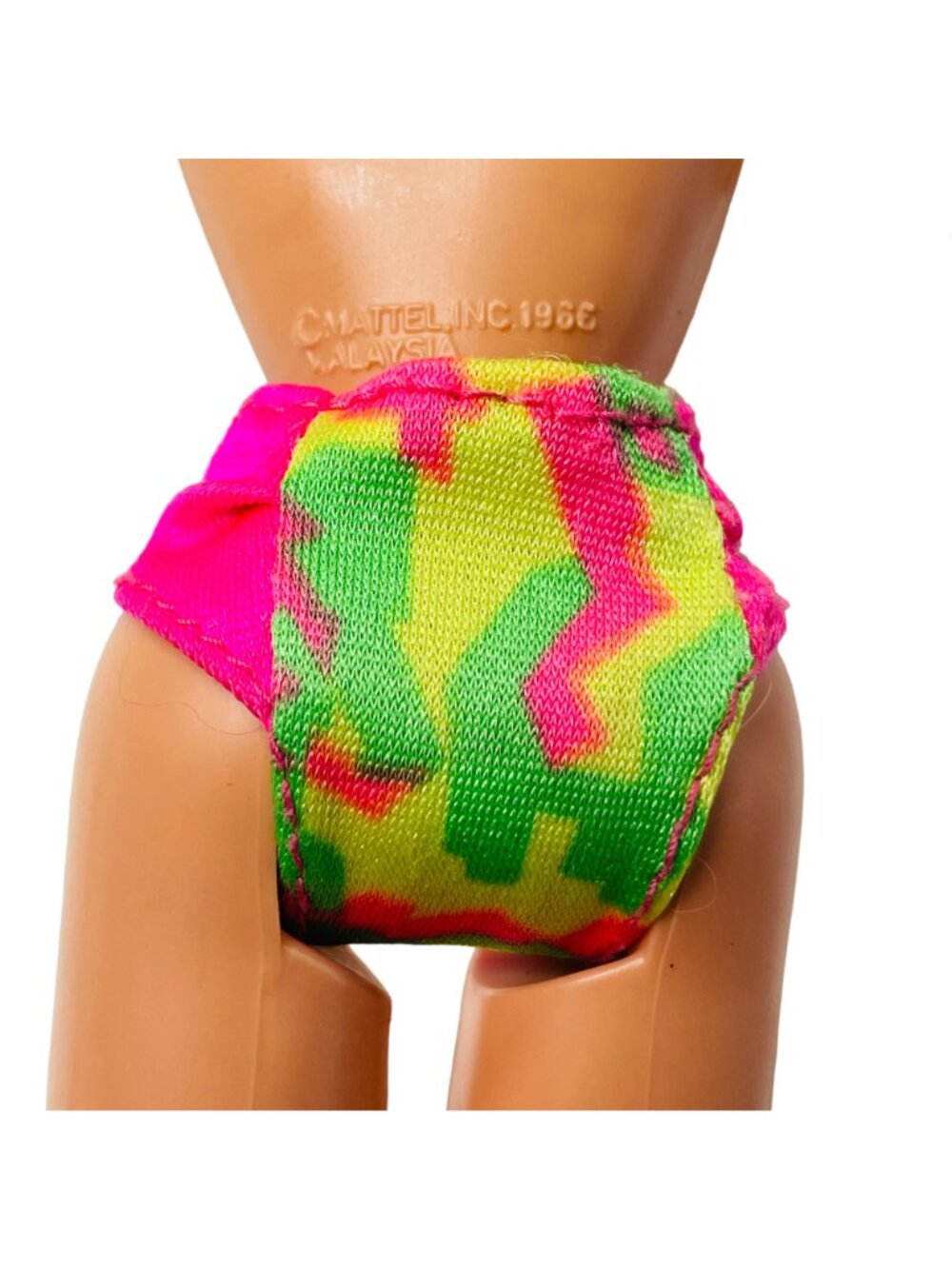 Vintage Barbie Neon High Waist Bikini Bottoms 1986 Mattel – Pink & Green Swimsui